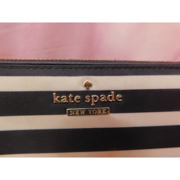 Kate Spade Black White Stripe Nylon Molly Backpack and Striped Wallet - Picture 7 of 15